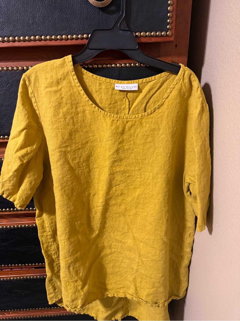 bryn Walker Mustard Yellow Linen Scoop Neck Tunic